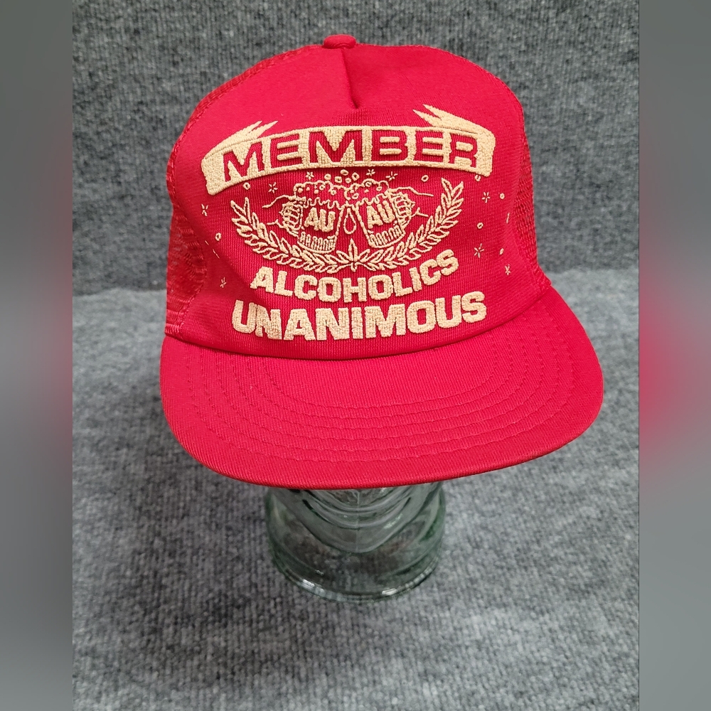 Red Member Alcoholics Unanimous Cap Funny Truckee Hat